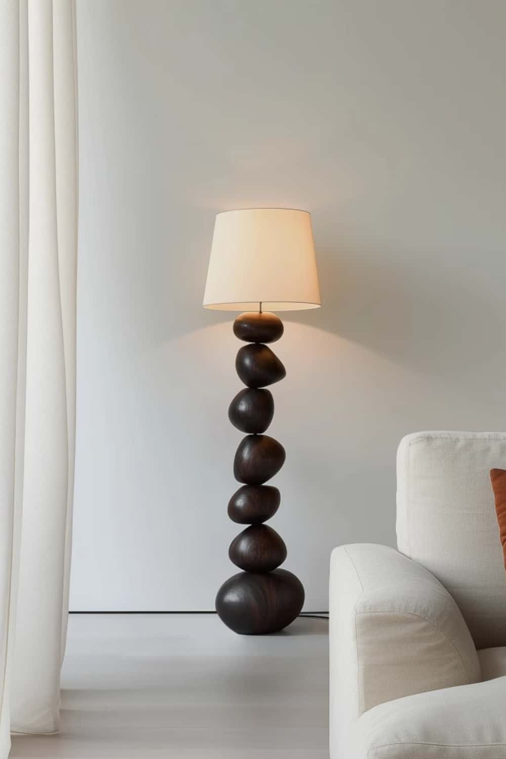 Handcrafted Large Wooden Art Floor Lamp Home Decor Wood Standing Lamp