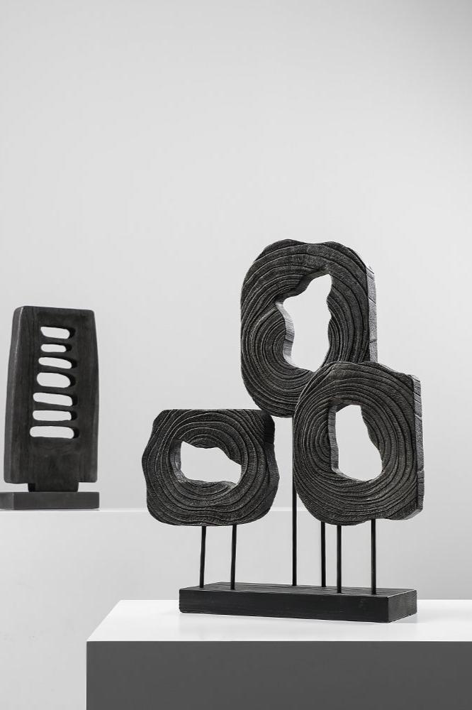 Black Abstract Wood Sculpture Wooden Hand Carved Sculpture For Sale
