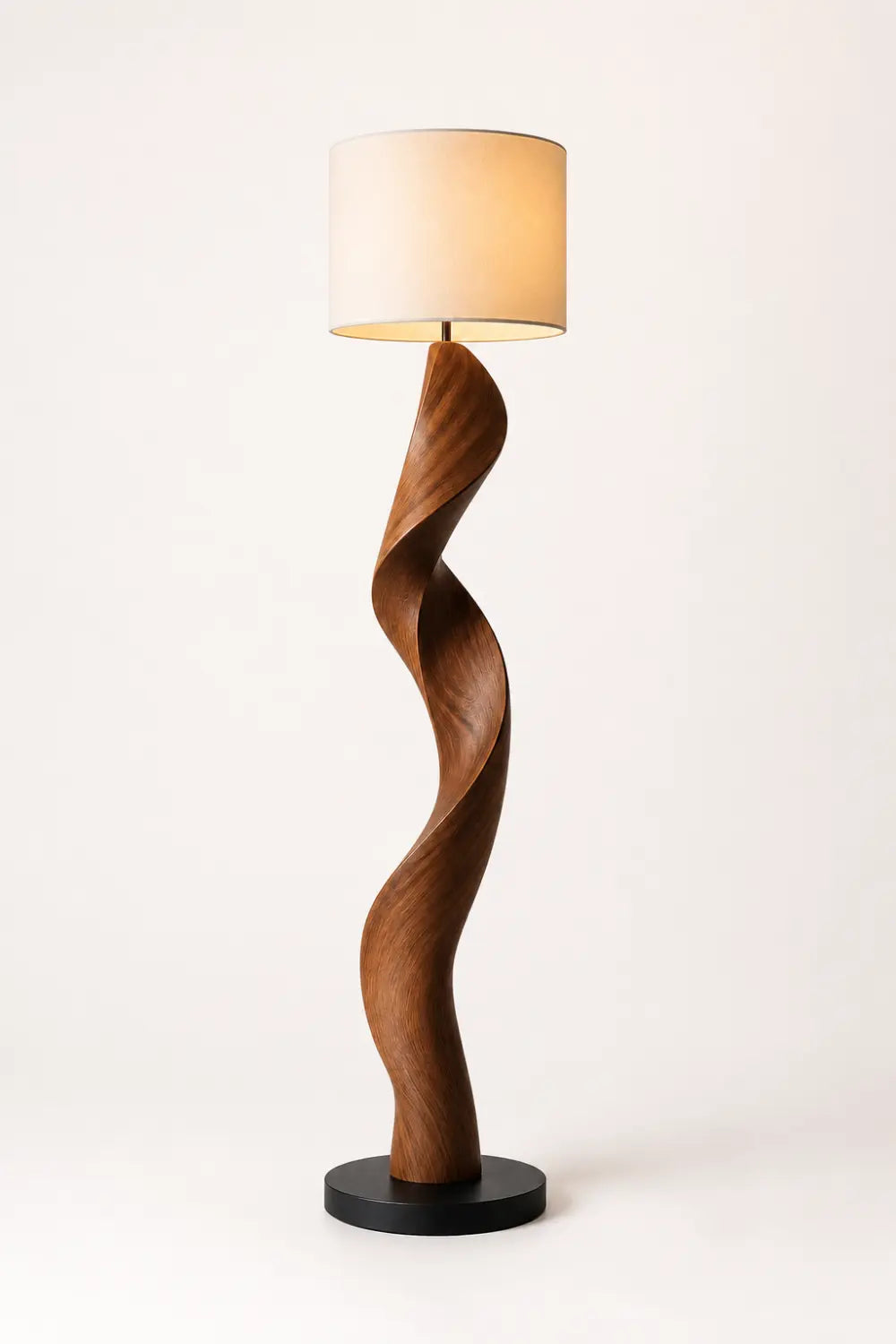 Modern Twisted Wooden Floor Lamp - Aesthetic Standing Light For Living Room Space