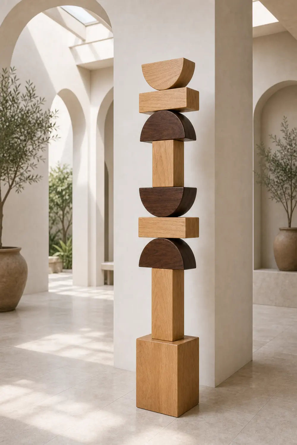 Large Modern Geometric Wood Sculpture For Entryway And Living Room Decor