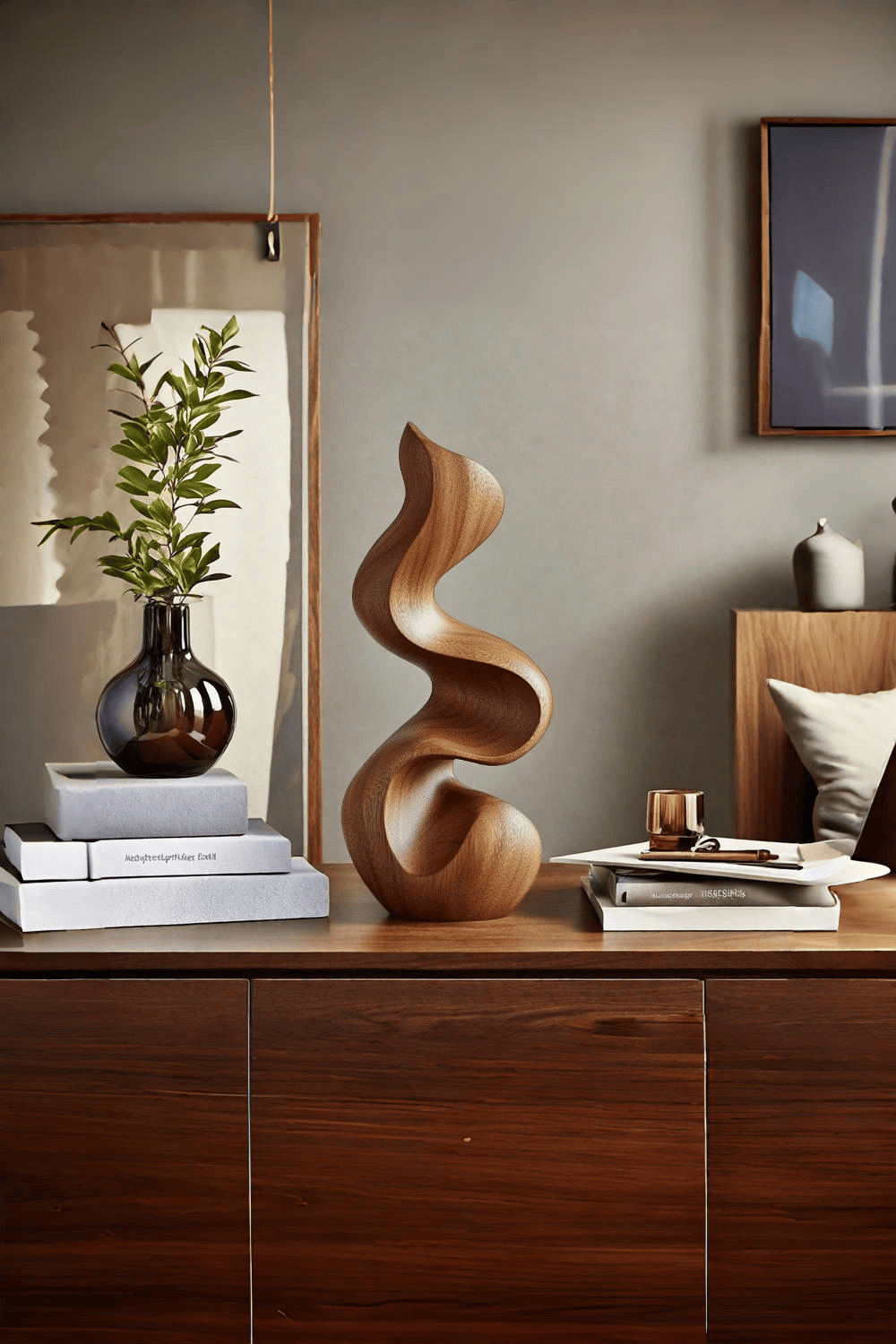 Modern Abstract Wooden Carving Hand Carved Wooden Sculpture Wood Art