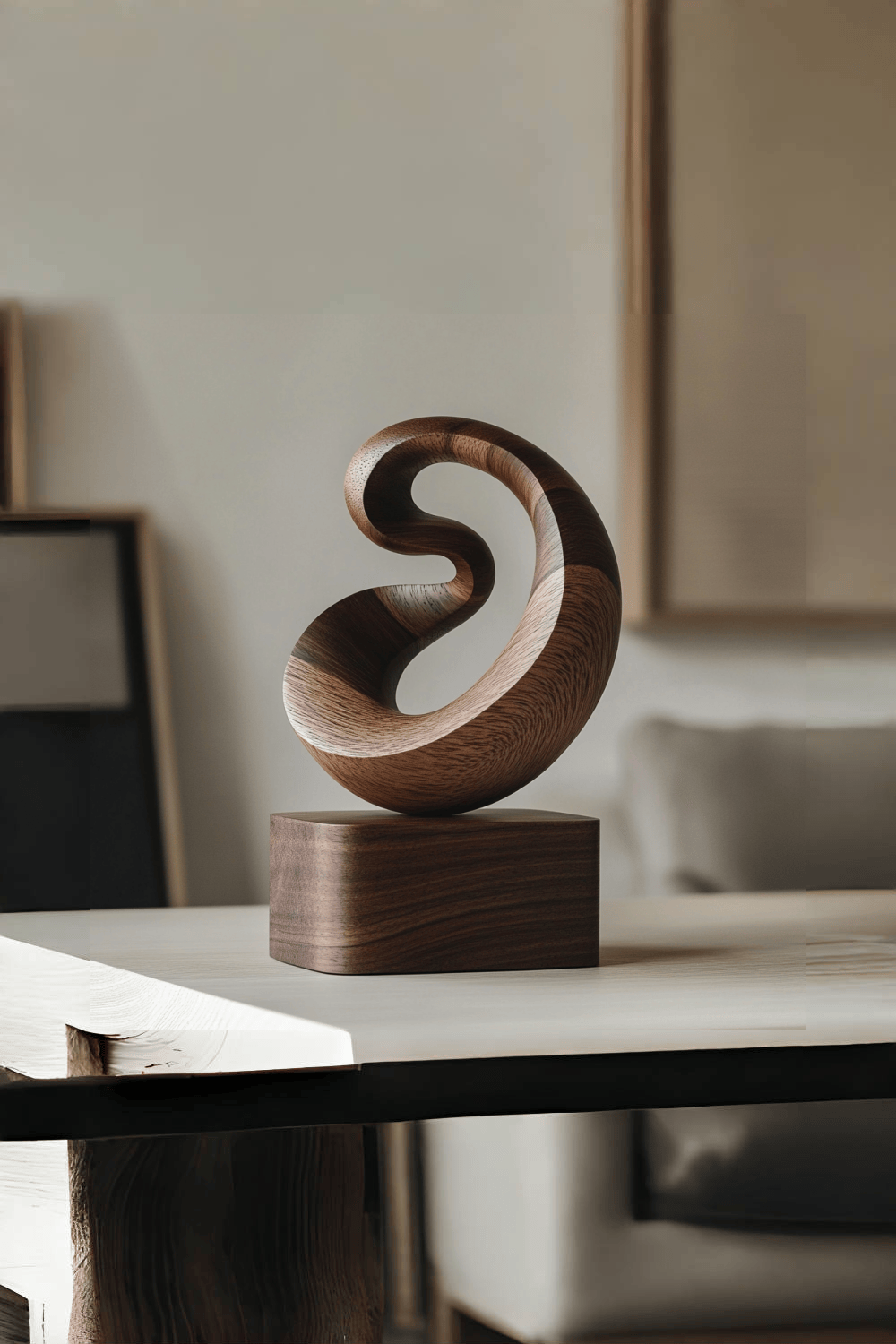 Modern Abstract Wooden Carving Hand Carved Wooden Sculpture Wood Art