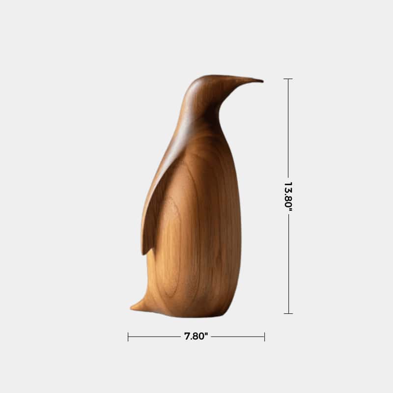Modern Penguin Sculpture for Minimalist Spaces Handcrafted Wooden Art
