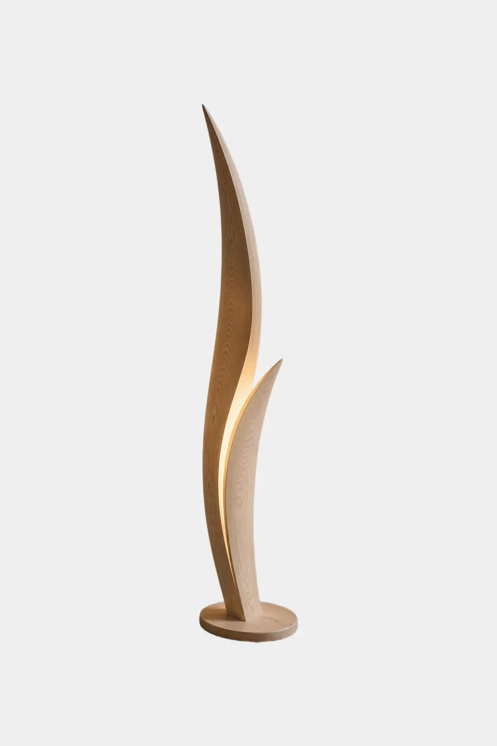 Modern Wooden Floor Lamp With Sculptural Curves And Warm Ambient Glow For Contemporary Living Rooms