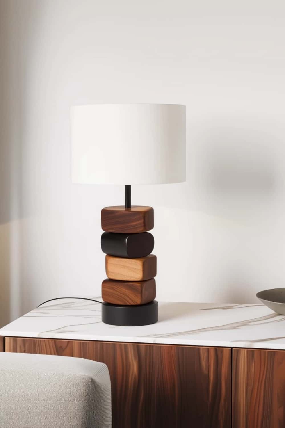 Abstract Wooden Lamp Wood Art Table Lighting Sculptural Wood Table Lamp
