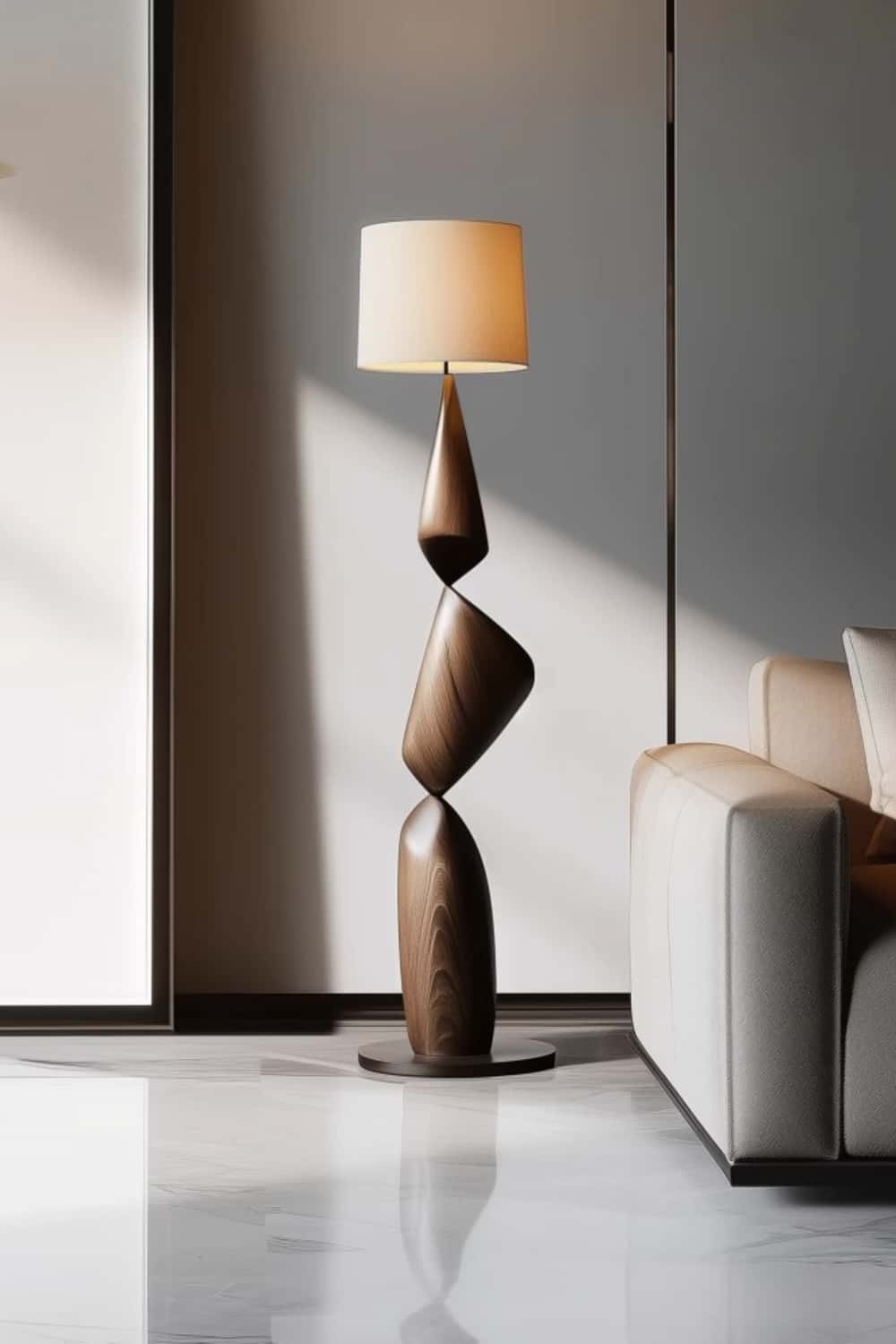 Handcrafted Large Wooden Art Floor Lamp Home Decor Wood Standing Lamp
