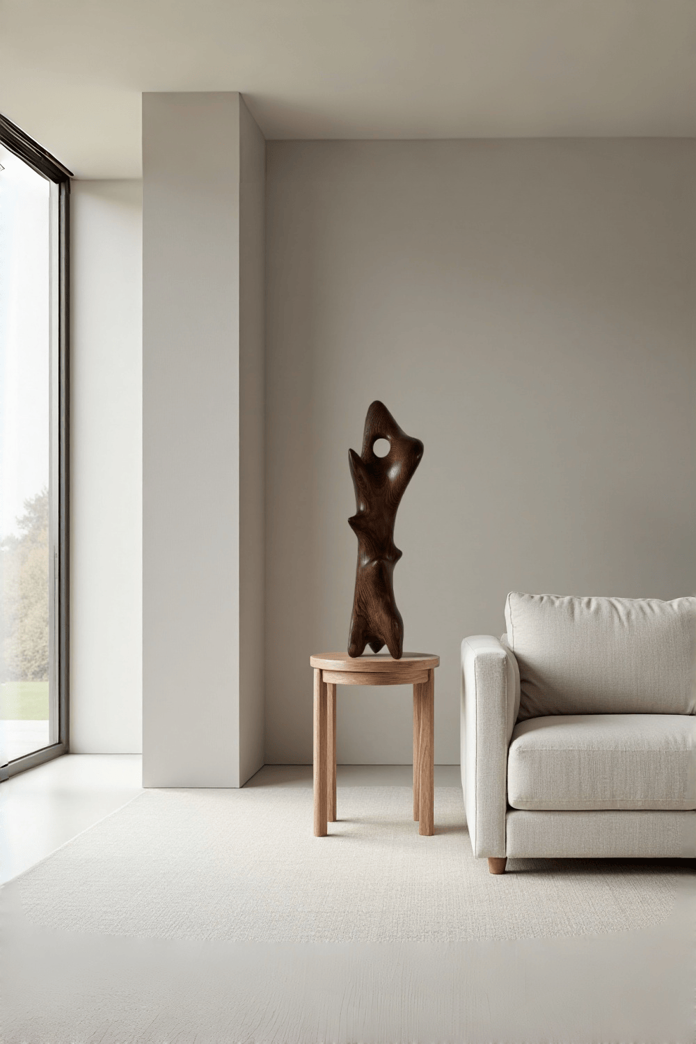 Hand Carved Abstract Wood Sculpture Modern Wooden Art Statue for Home