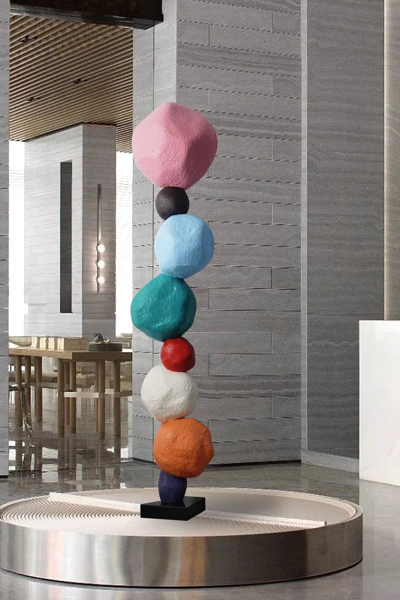 Large Polychrome Wood Sculpture Floor Sculpture Tall Wooden Sculpture Modern Home Decor