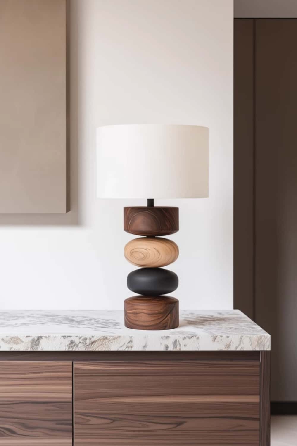 Handcrafted Wood Desk Lamp Handmade Abstract Wooden Lamp Wood Art Table Lighting