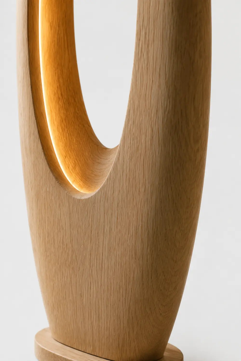 Modern Minimalist Wooden Floor Lamp With Abstract Oval Cutout For Living Room Decor