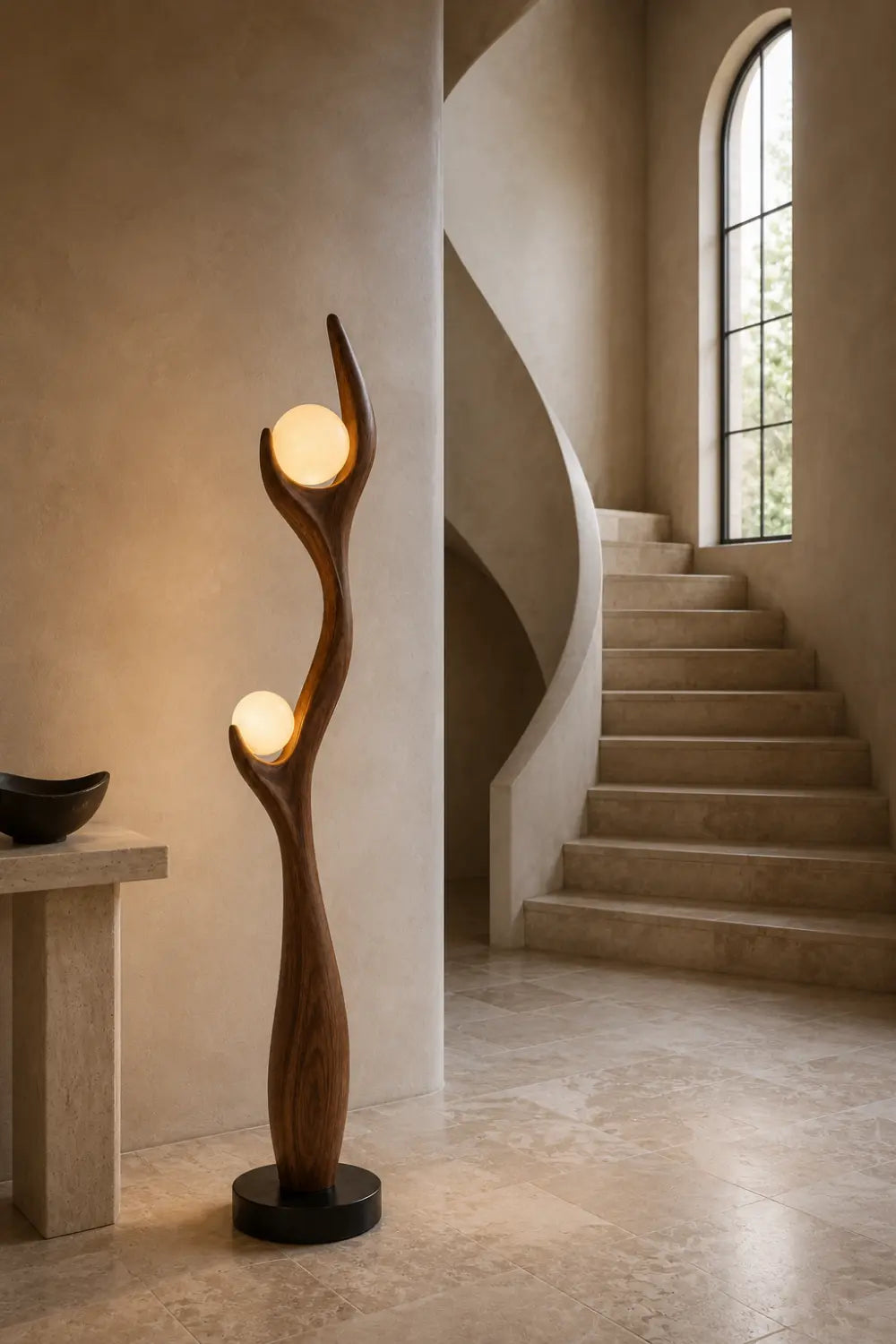 Handcrafted Abstract Wood Lamp Sculpture For Contemporary Home Interiors