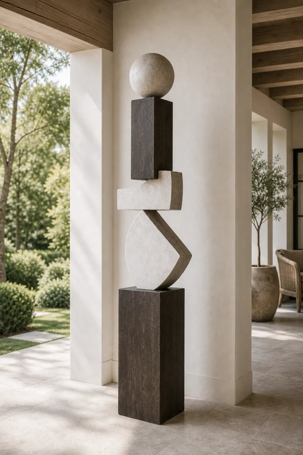 Large Abstract Wooden Sculpture For Modern Minimalist Home Decor And Gallery Display