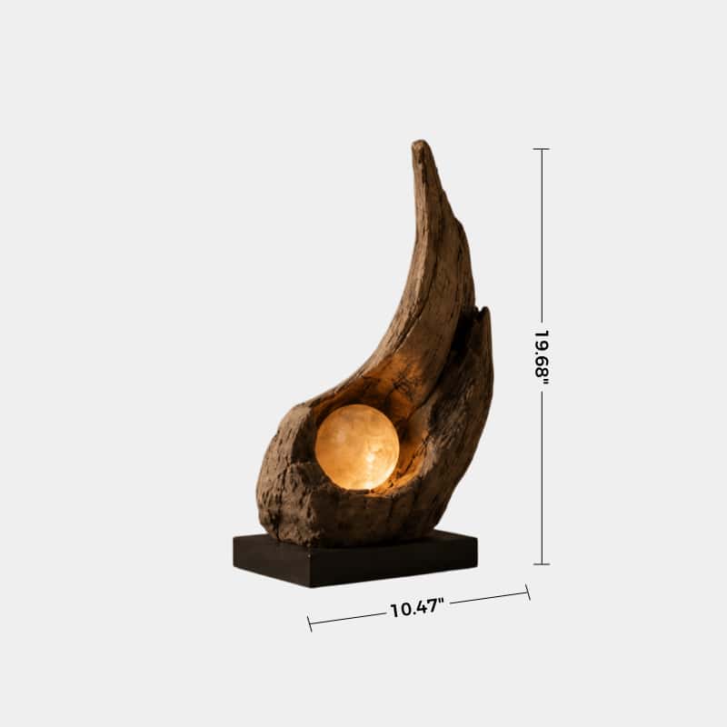 Organic Sculptural Wooden Lamp Emitting Cozy Warm White Light For Elegant Interior Spaces