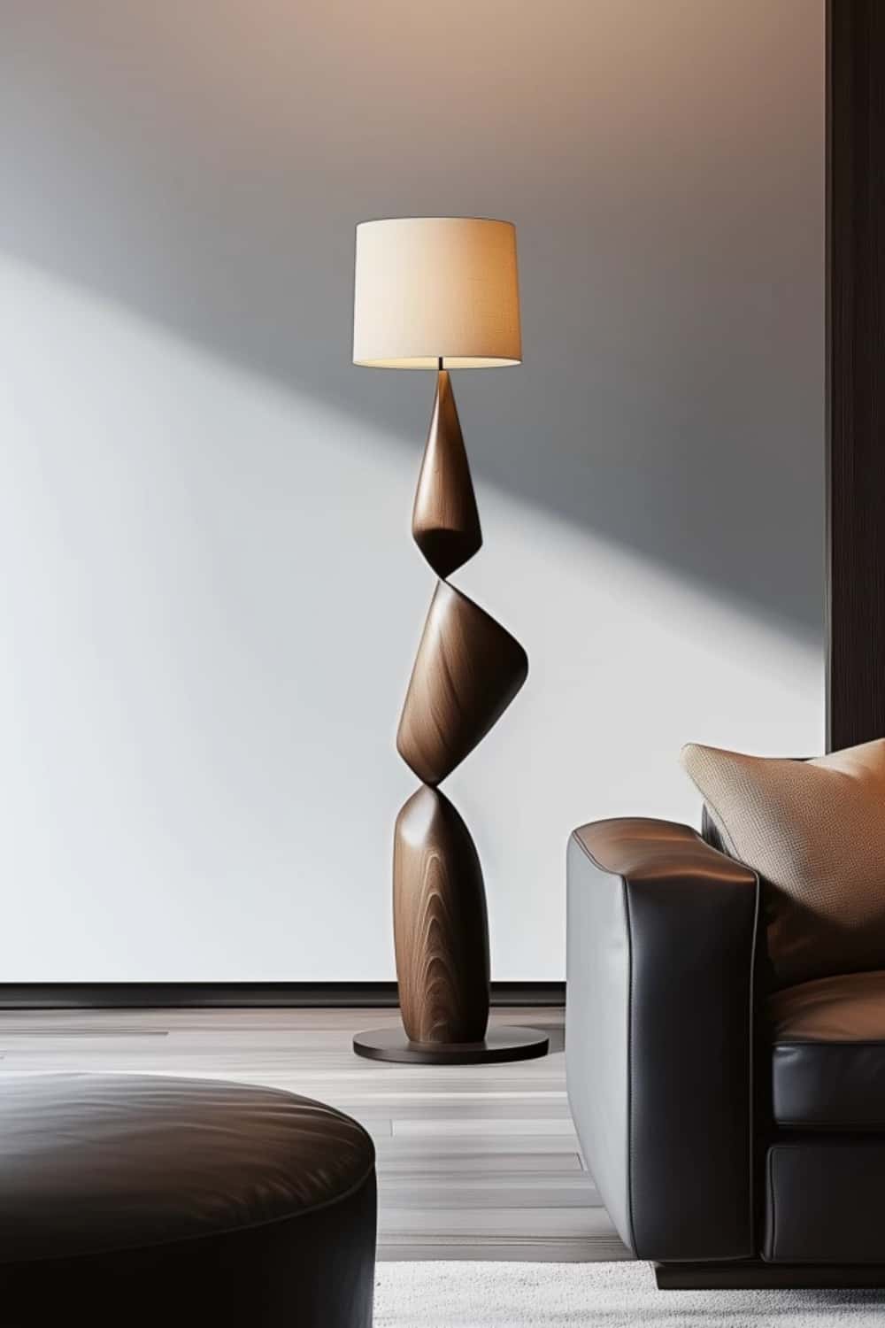 Handcrafted Large Wooden Art Floor Lamp Home Decor Wood Standing Lamp