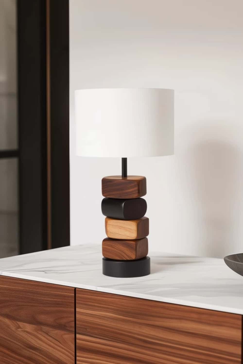 Abstract Wooden Lamp Wood Art Table Lighting Sculptural Wood Table Lamp