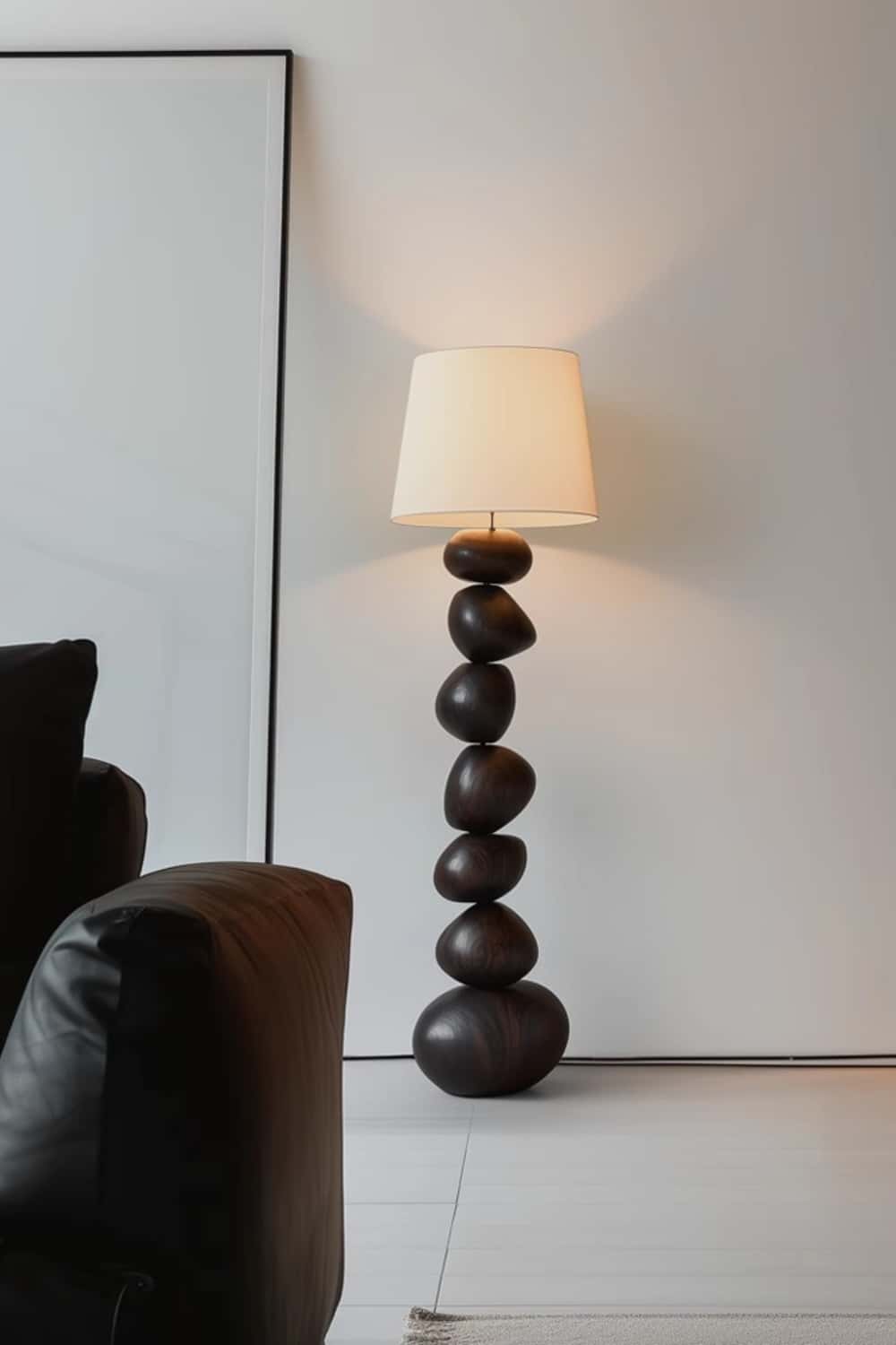 Handcrafted Large Wooden Art Floor Lamp Home Decor Wood Standing Lamp