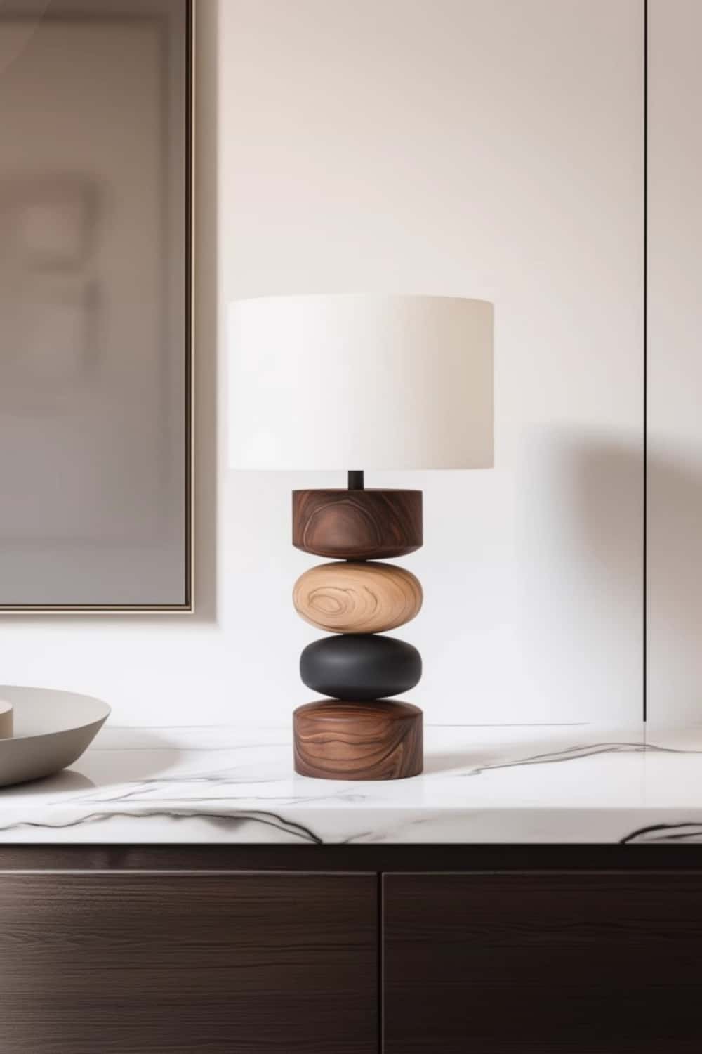 Handcrafted Wood Desk Lamp Handmade Abstract Wooden Lamp Wood Art Table Lighting