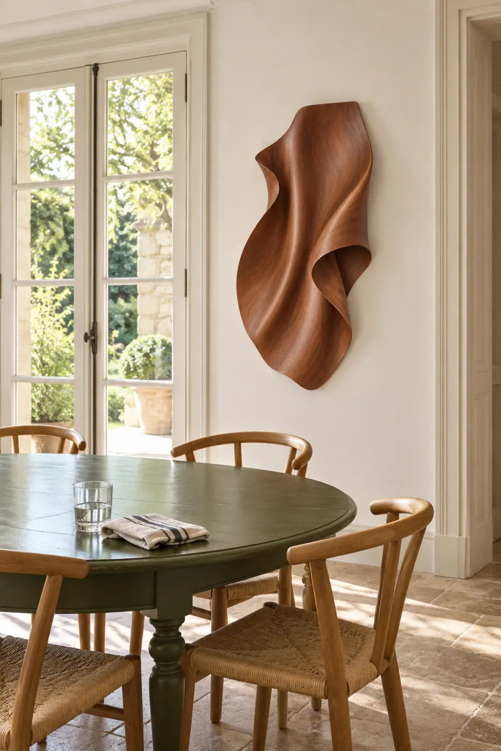 Curling Leaf Wood Wall Sculpture | Modern 3D Floating Ribbon Timber Relief Decor