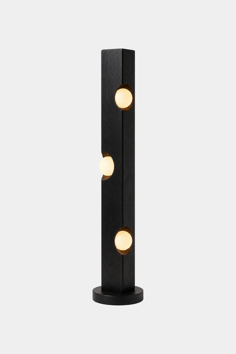 Sculptural Wooden Floor Lamp Abstract Black Timber Light Fixture For Art Gallery Style Home Interiors