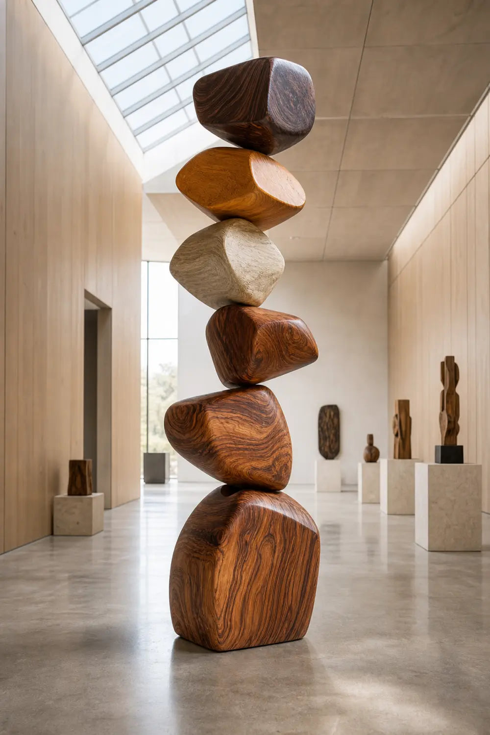 Large Abstract Wooden Floor Sculpture Minimalist Home Decor Art Piece For Living Room