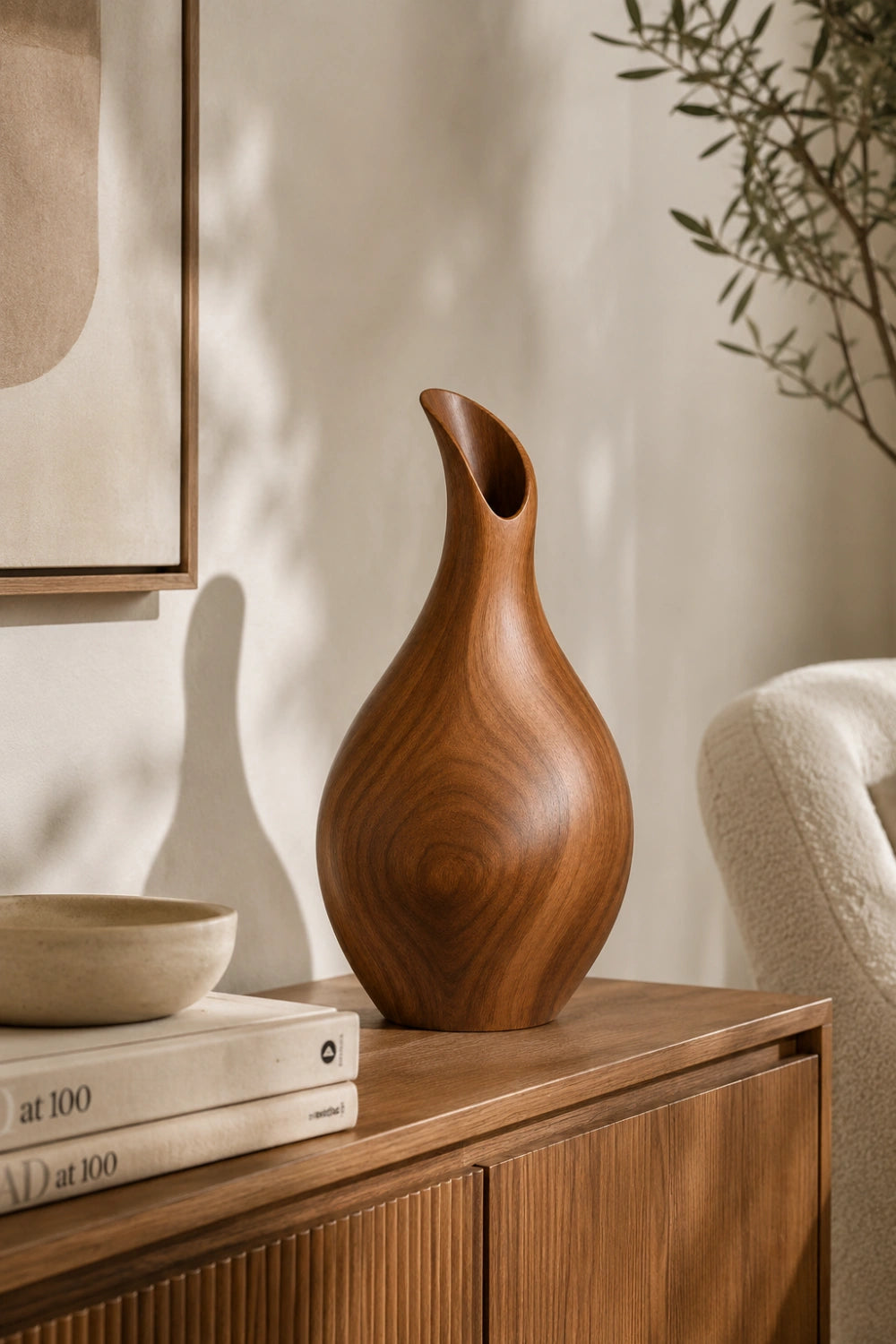 Handmade Abstract Wooden Vase For Modern Minimalist Home Decor And Gift Ideas