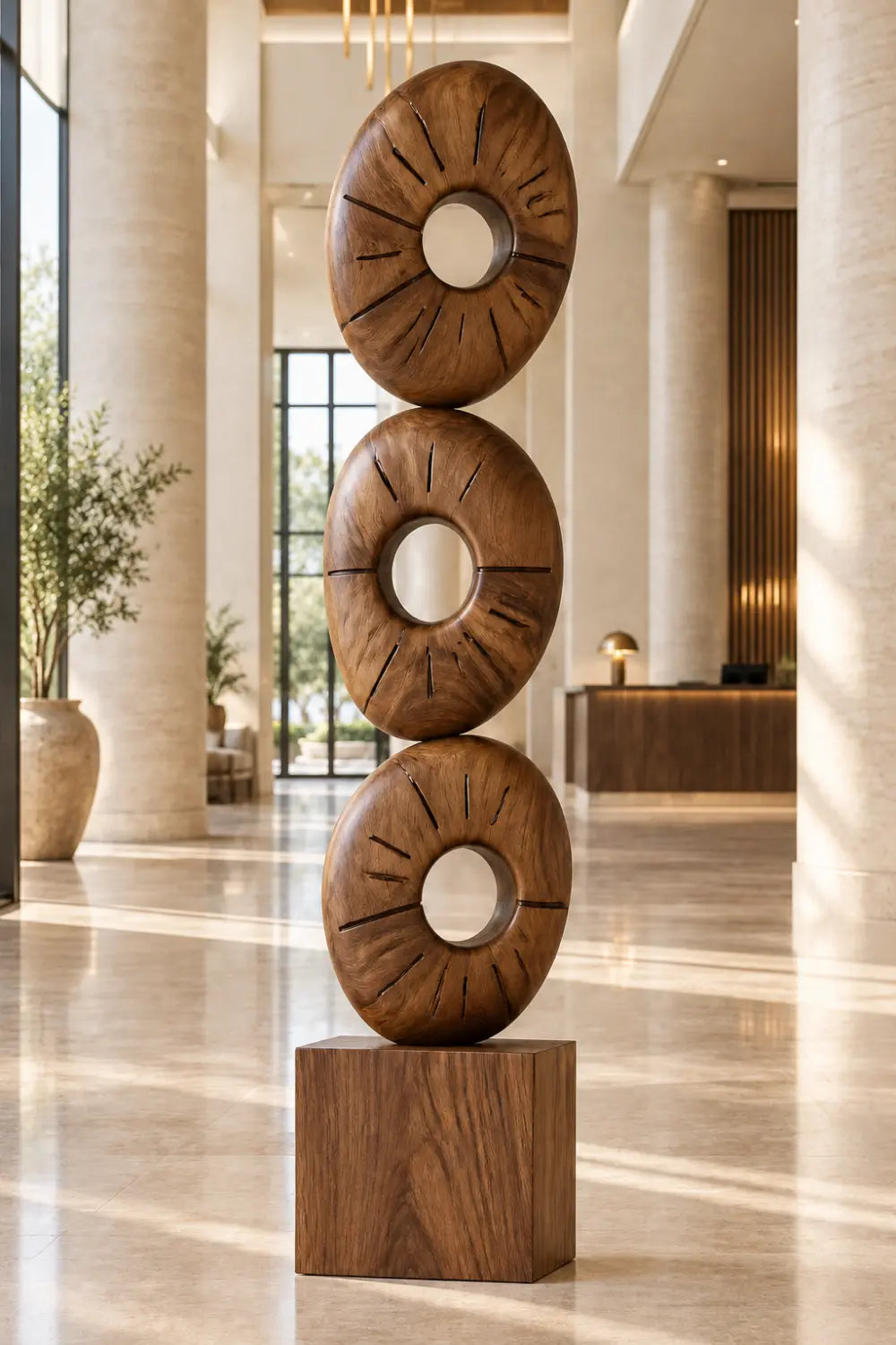 Modern Minimalist Floor Standing Wooden Sculpture For Living Room Decor