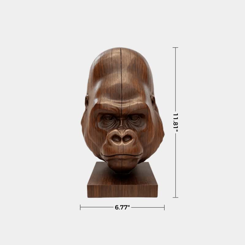 Hand Carved Walnut Gorilla Head Sculpture For Modern Home Decor And Shelf Display