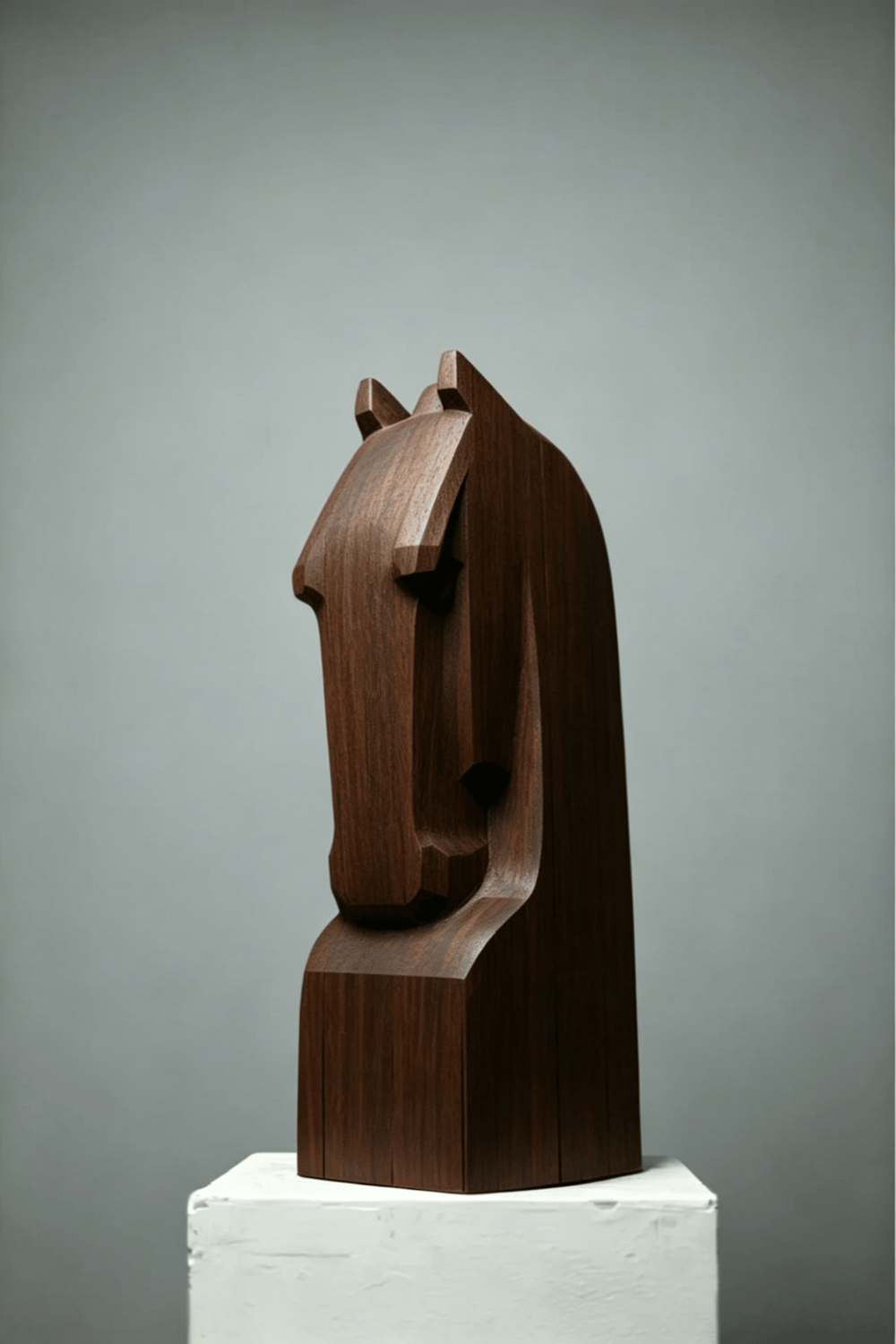 Hand Carved Minimalist Wood Horse Statue Unique Gift Animal Wooden Sculptures