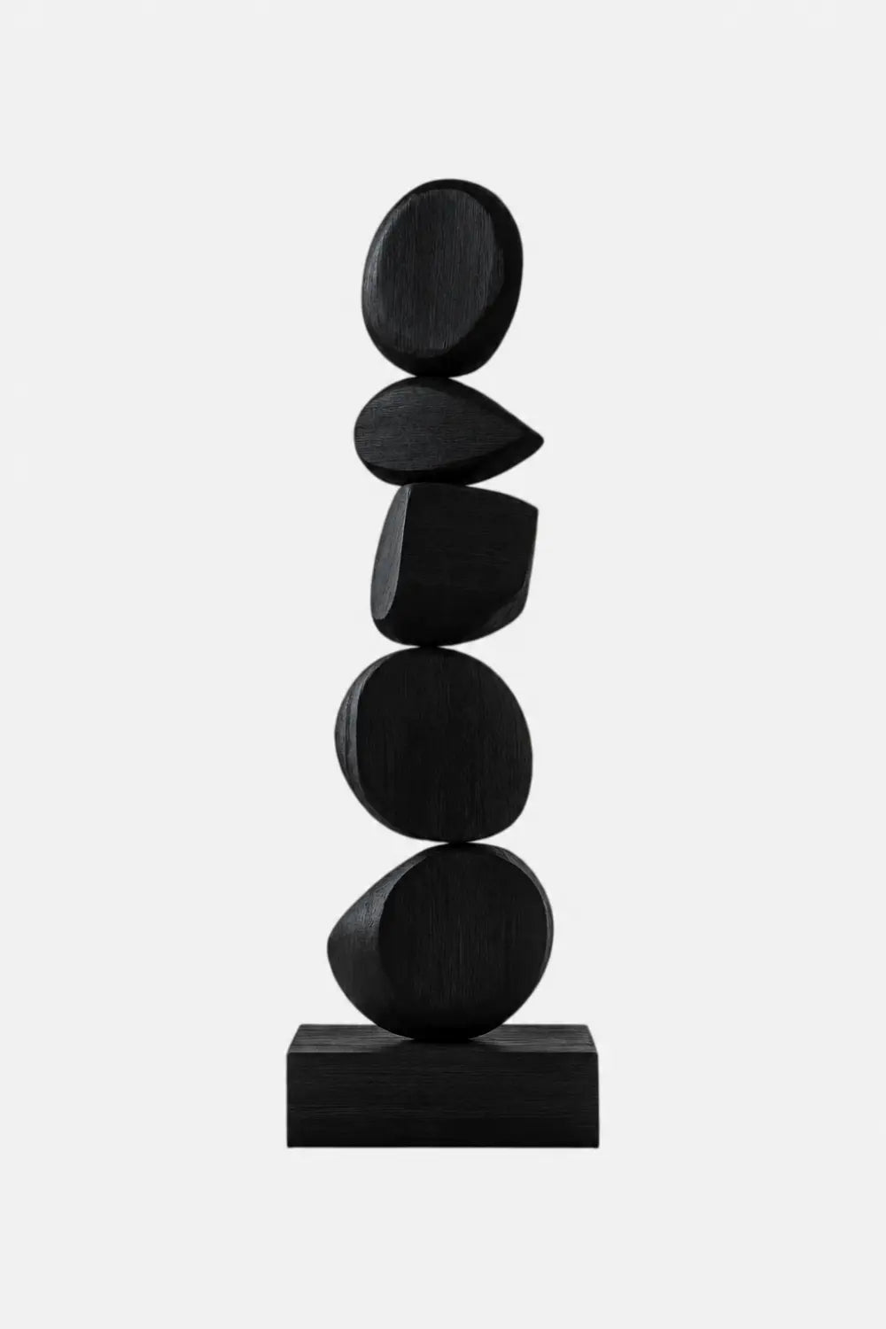 Large Black Abstract Wood Sculpture For Modern Minimalist Home Decor