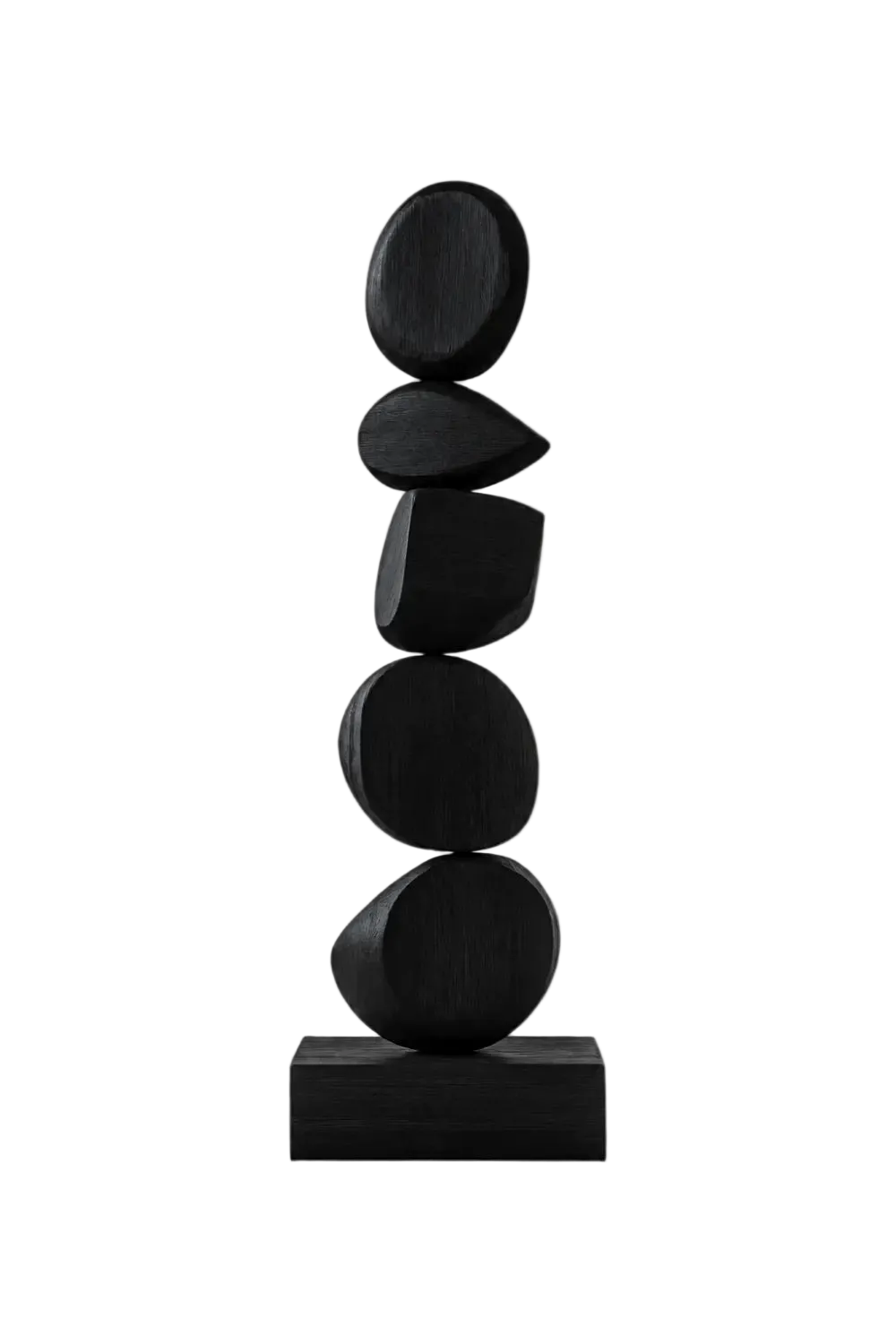 Large Black Abstract Wood Sculpture For Modern Minimalist Home Decor