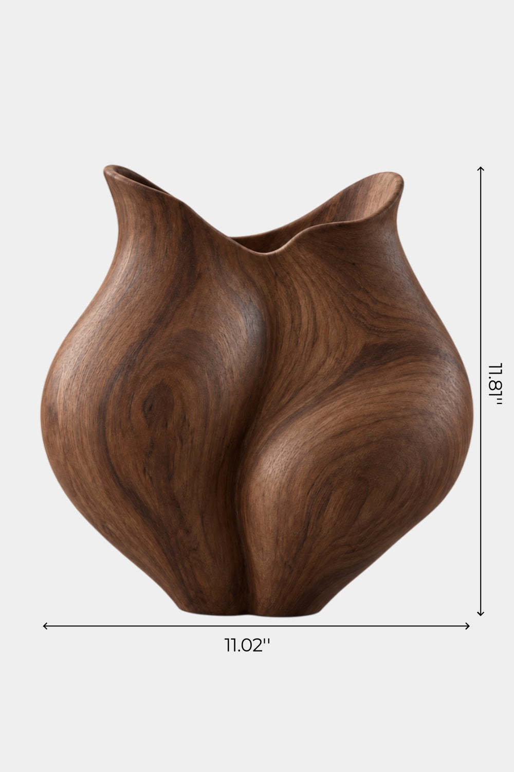Organic Sculptural Wooden Vase | Smooth Curved Wood Vessel Accent Decor
