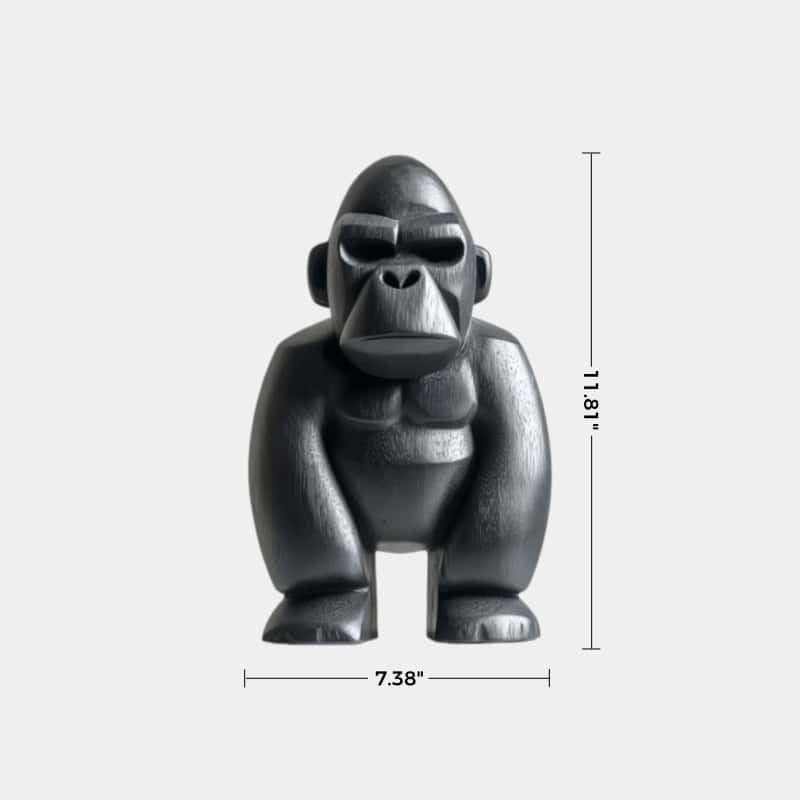 Hand Carved Black Gorilla Wood Sculpture Modern Abstract Animal Statue For Home Decor