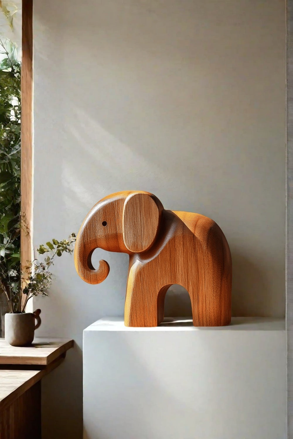 Wooden Elephant Statue Wood Sculpture Wooden Carved Animals Sculpture