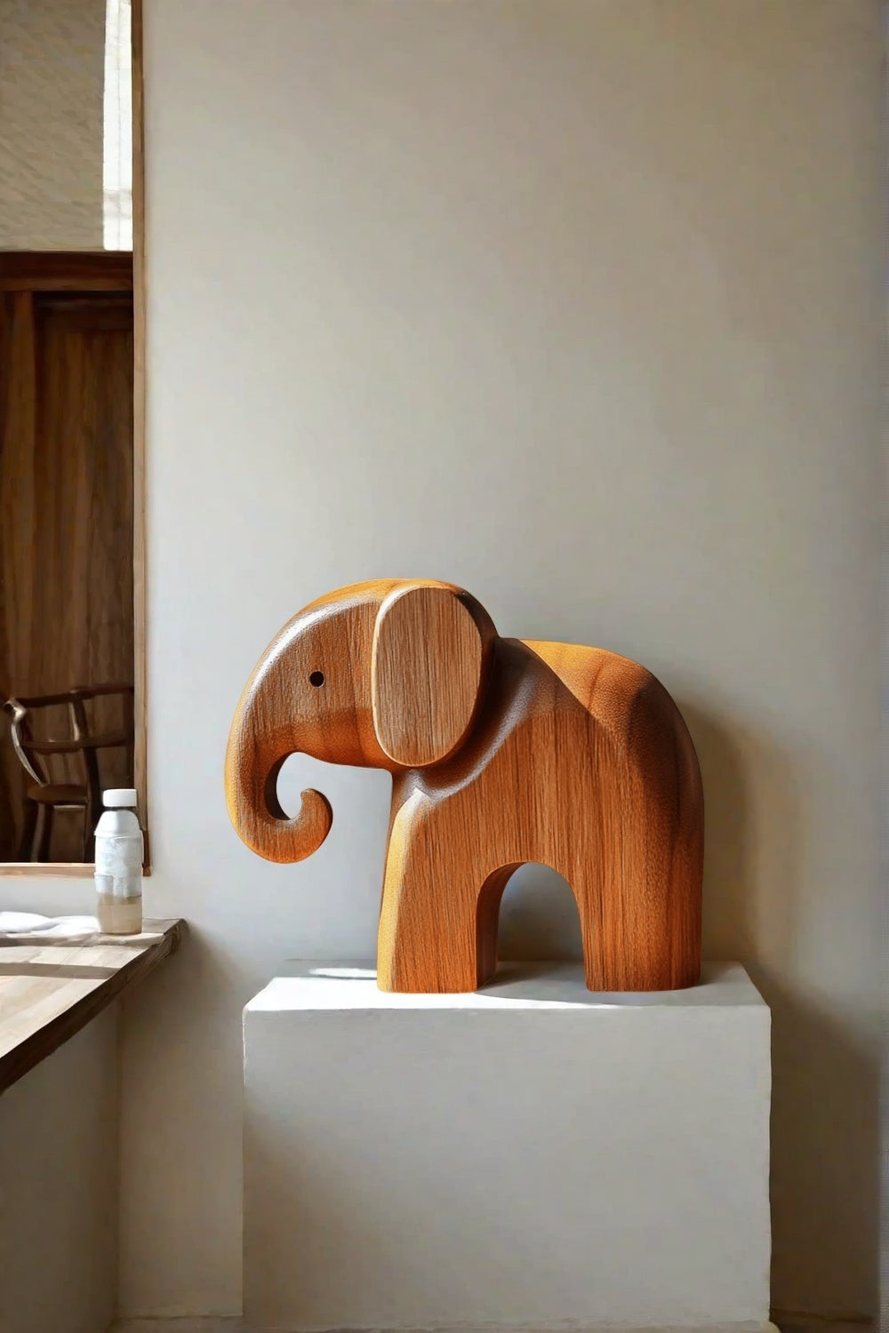 Wooden Elephant Statue Wood Sculpture Wooden Carved Animals Sculpture