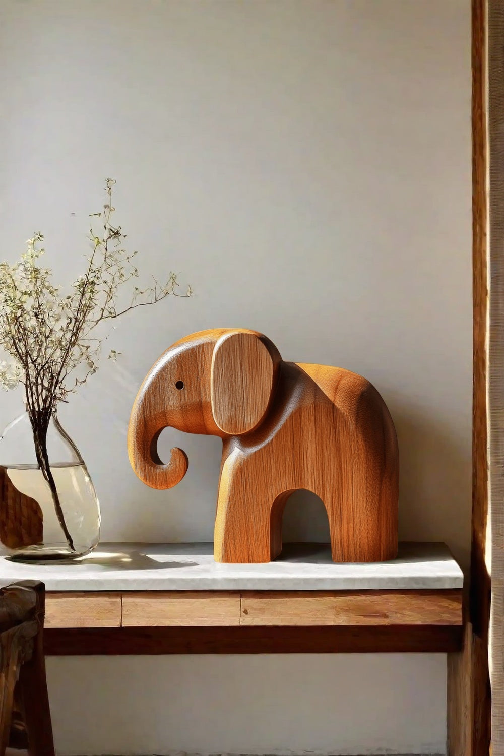 Wooden Elephant Statue Wood Sculpture Wooden Carved Animals Sculpture