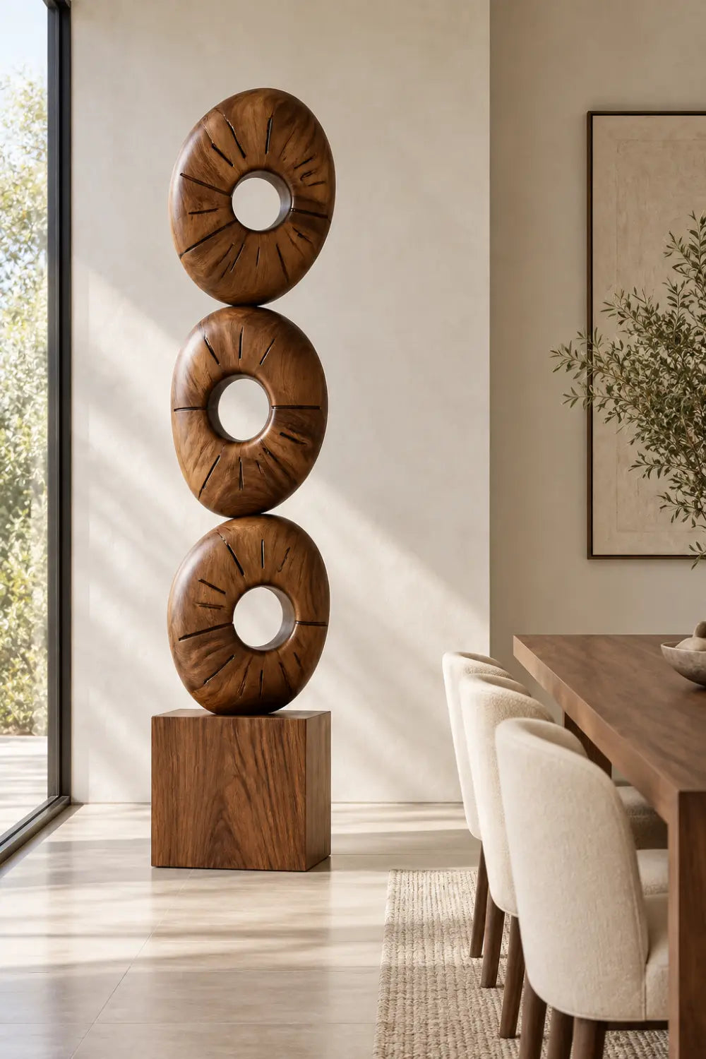 Modern Minimalist Floor Standing Wooden Sculpture For Living Room Decor