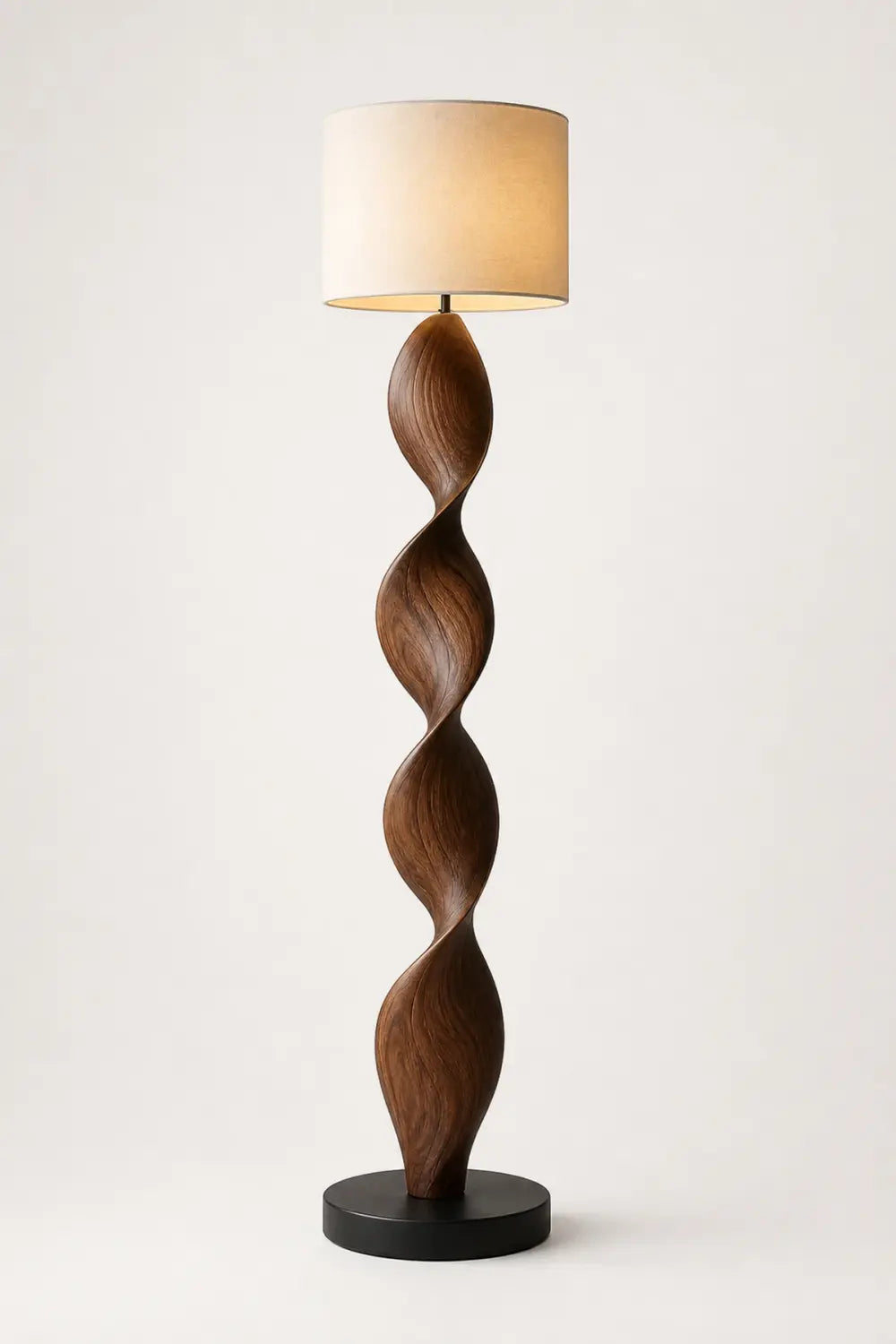 Modern Sculpted Wood Floor Lamp | Aesthetic Standing Light For Living Space