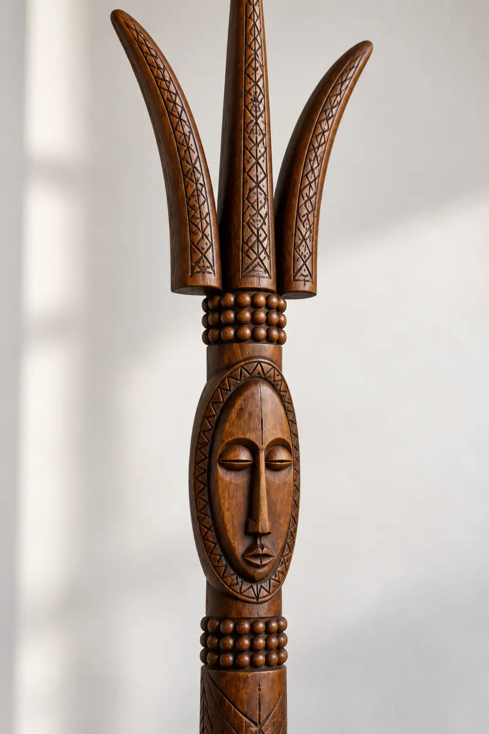 Large Vertical African Art Sculpture Abstract Human Form For Modern Bohemian Interior Design