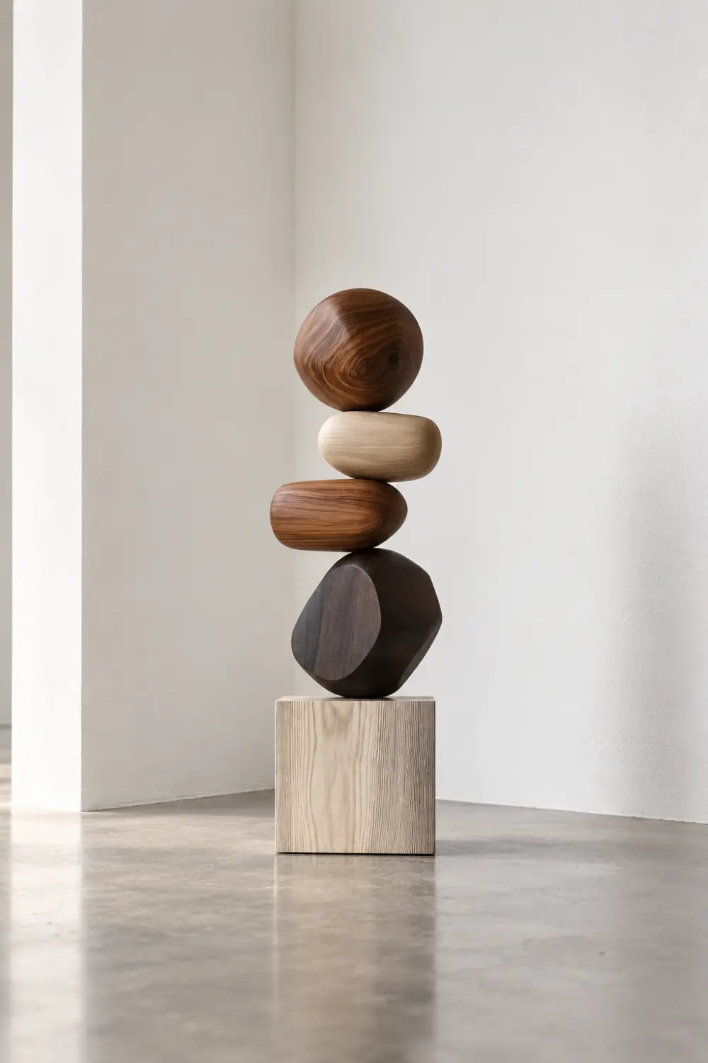Large Abstract Wooden Sculpture For Modern Home Decor And Minimalist Living Rooms