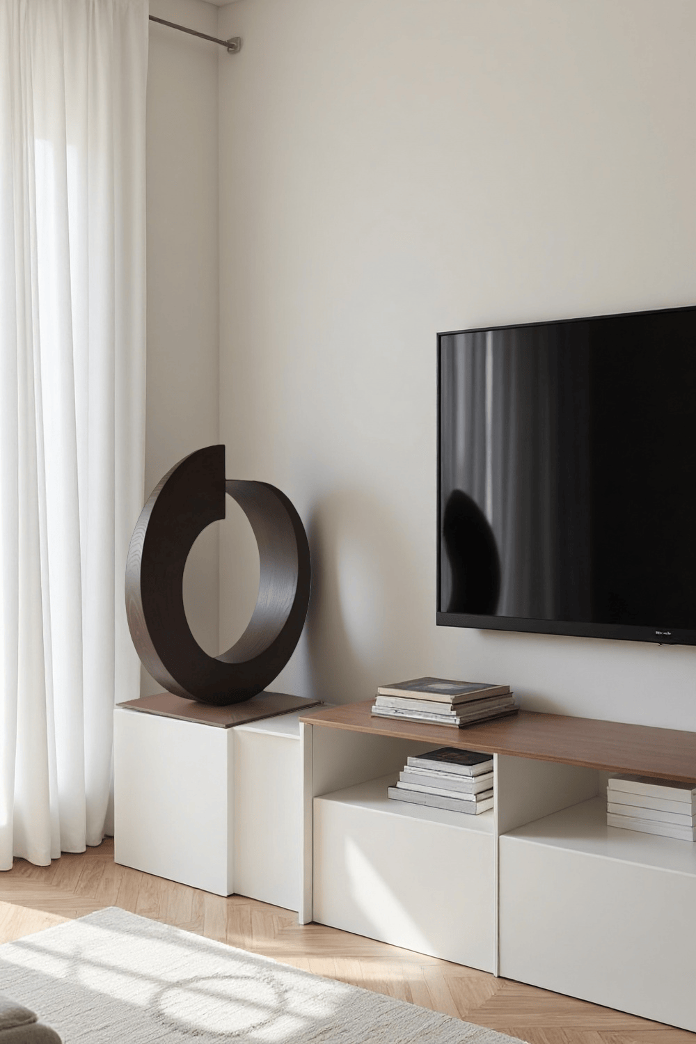 Modern Wooden Sculpture Abstract Handcrafted Wood Carving Statue Wooden Art Decor