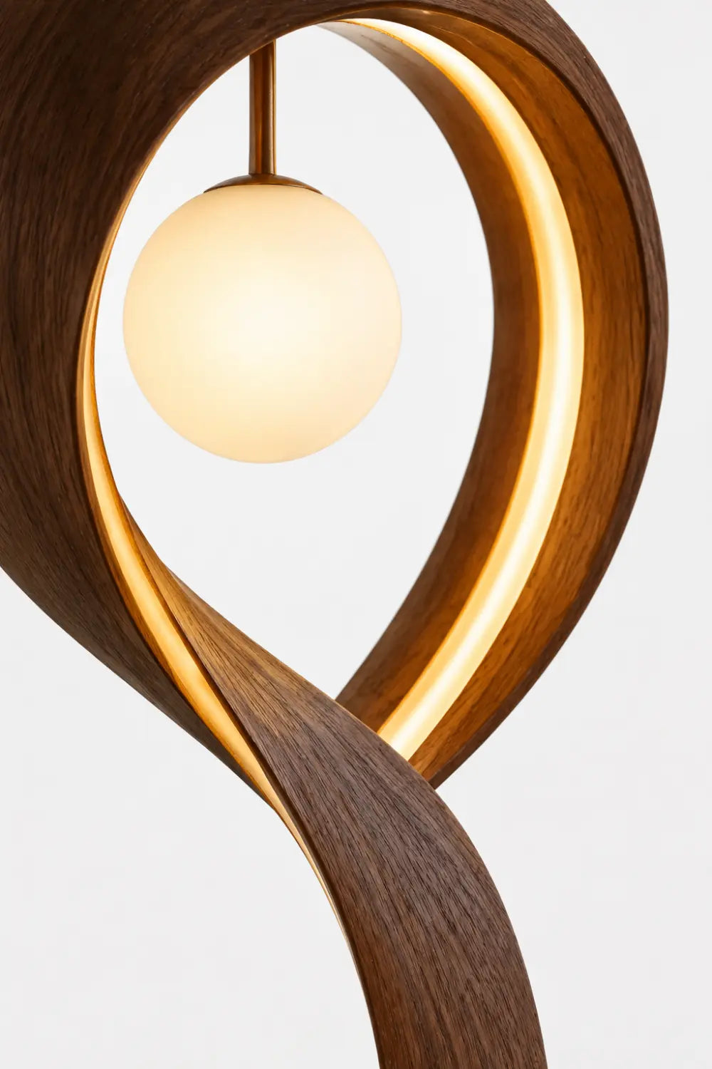 Handcrafted Wooden Floor Lamp With Abstract Curve Design For Contemporary Living Rooms And Bedrooms Decor