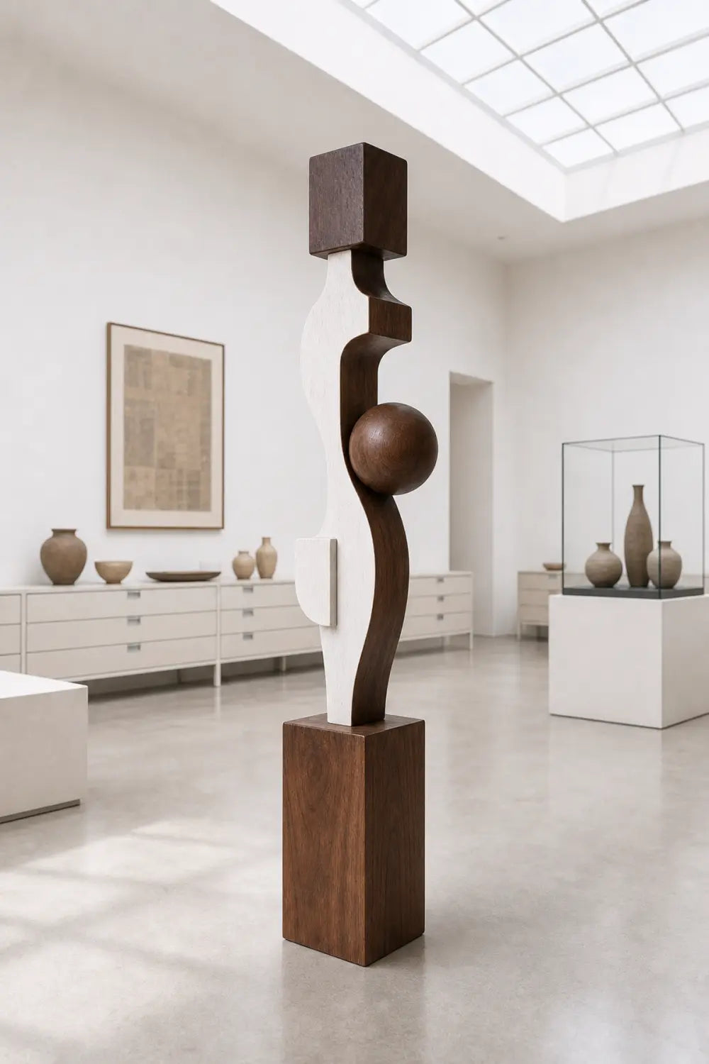 Large Abstract Wood Floor Sculpture Modern Minimalist Home Decor Art Piece