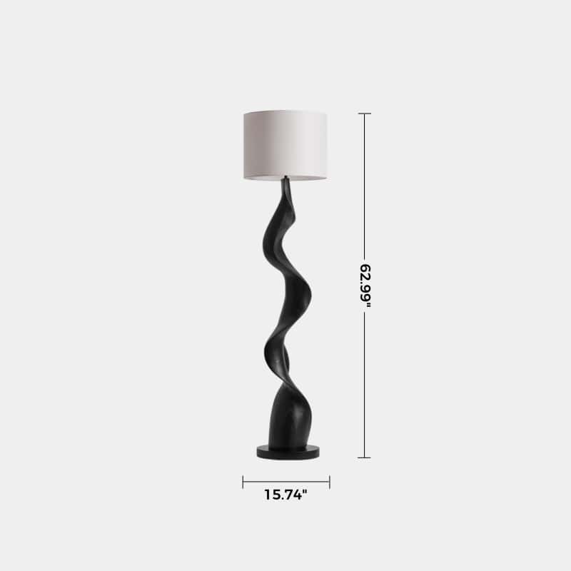 Modern Abstract Wood Floor Lamp With Twisted Sculptural Base For Living Room