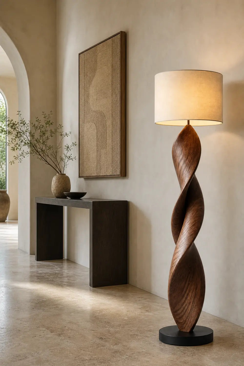 Flowing Ribbon Wood Floor Lamp | Modern Standing Decor Light For Home Space
