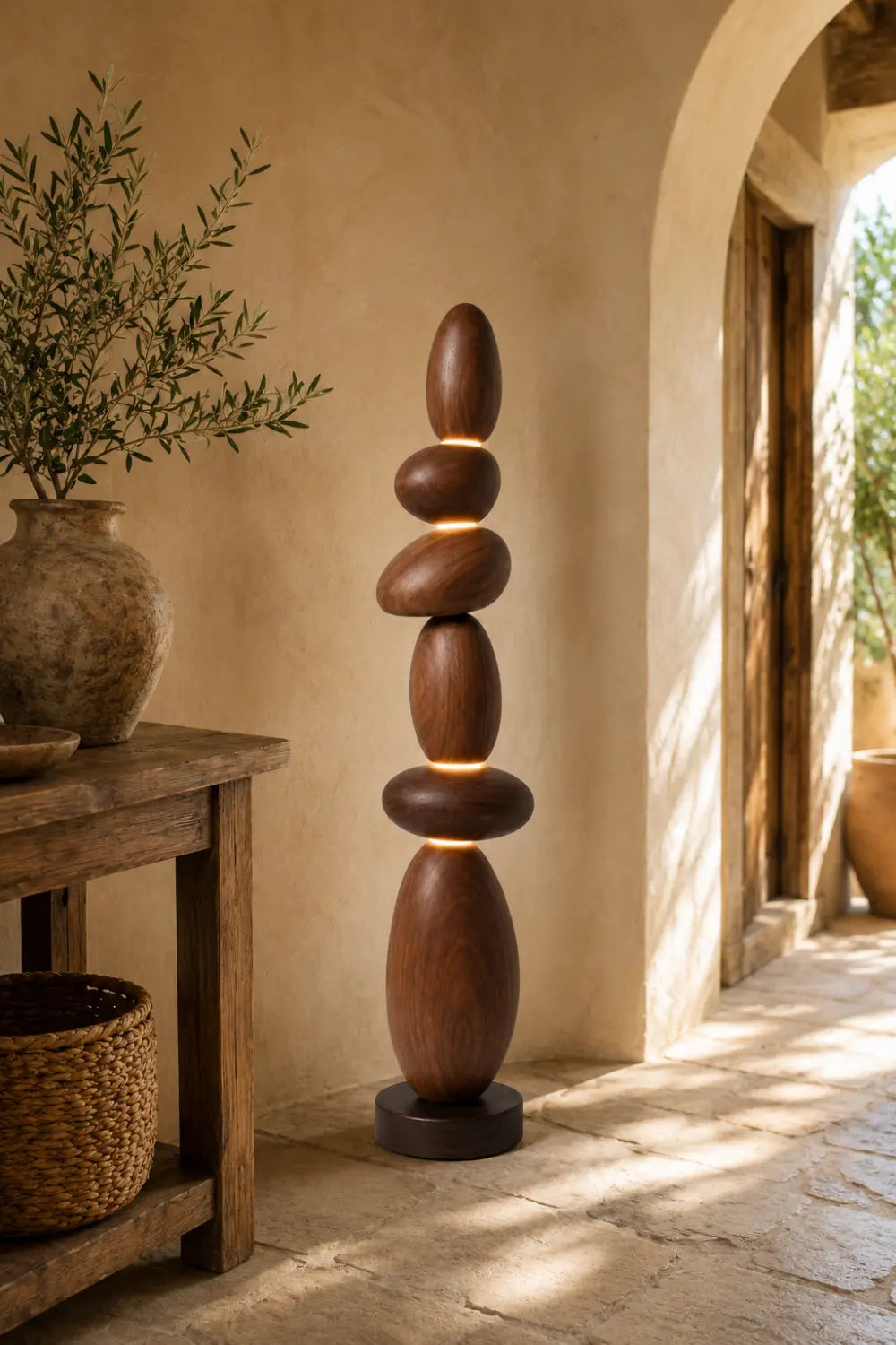 Sculptural Wooden Floor Lamp Abstract Design For Contemporary Homes