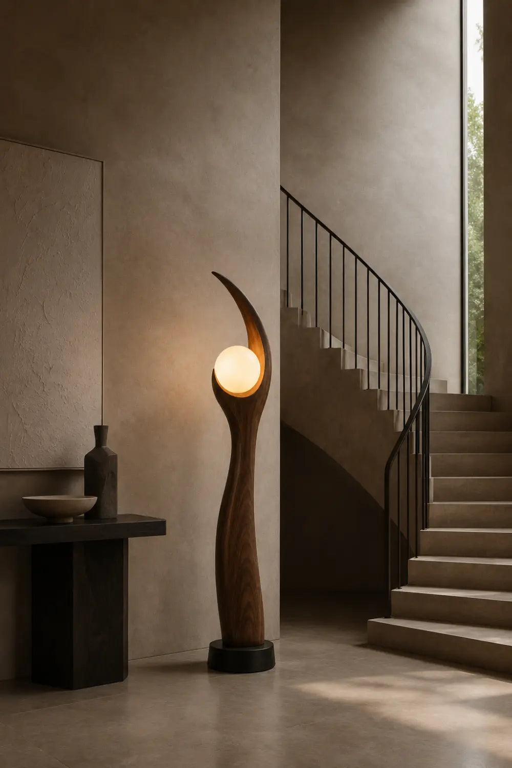 Sculptural Wooden Floor Lamp Blending Art And Function With Natural Grain Texture And Soft Illumination