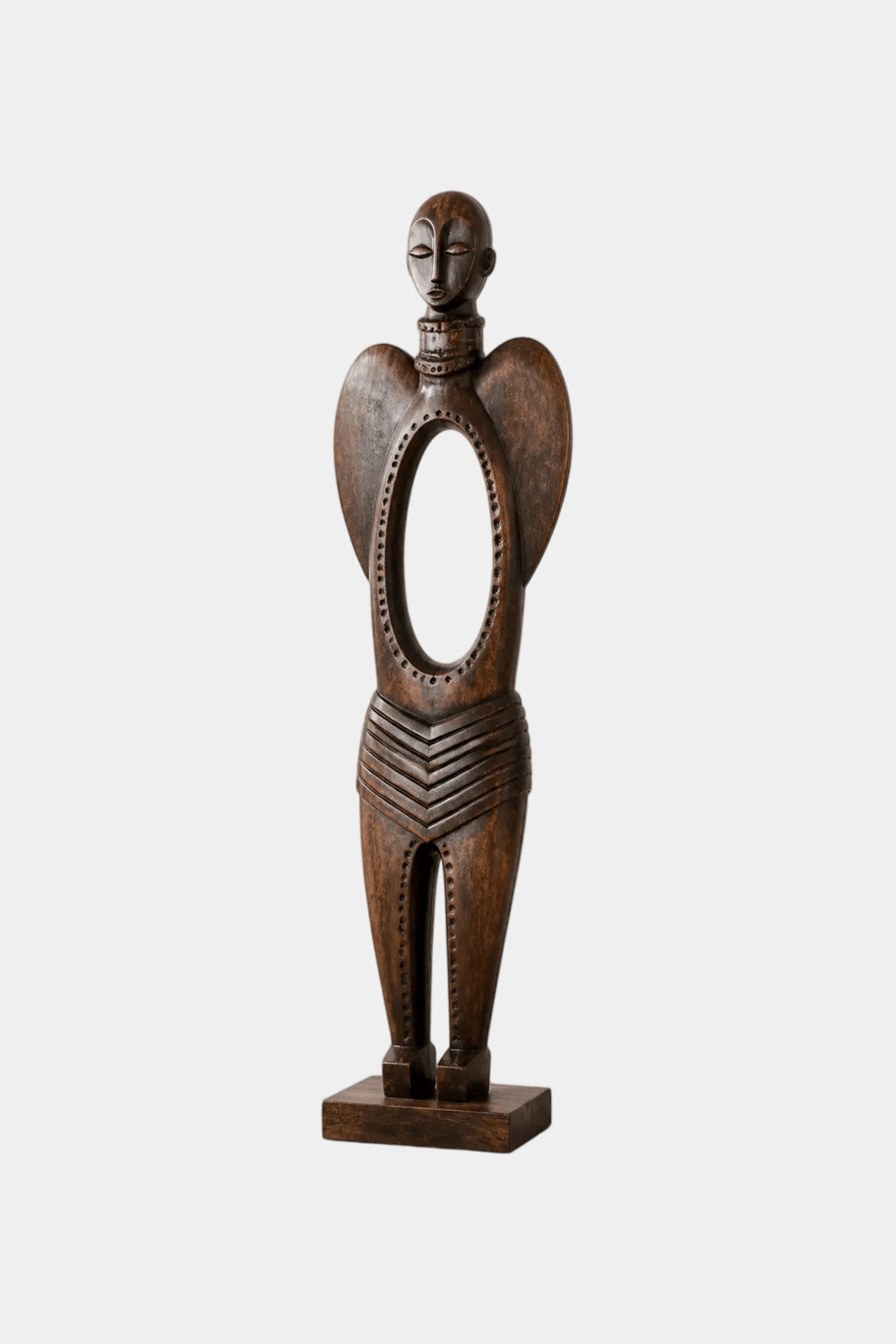 Abstract Tribal Wood Sculpture Hand Carved Walnut Statue For Modern Home Decor
