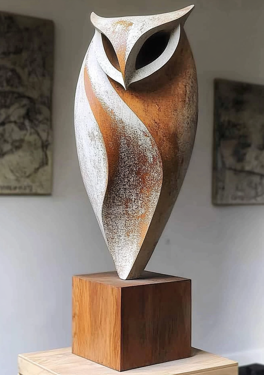 Owl Carvings Wood Wooden Owl Sculpture Statue Wooden Carved Animals