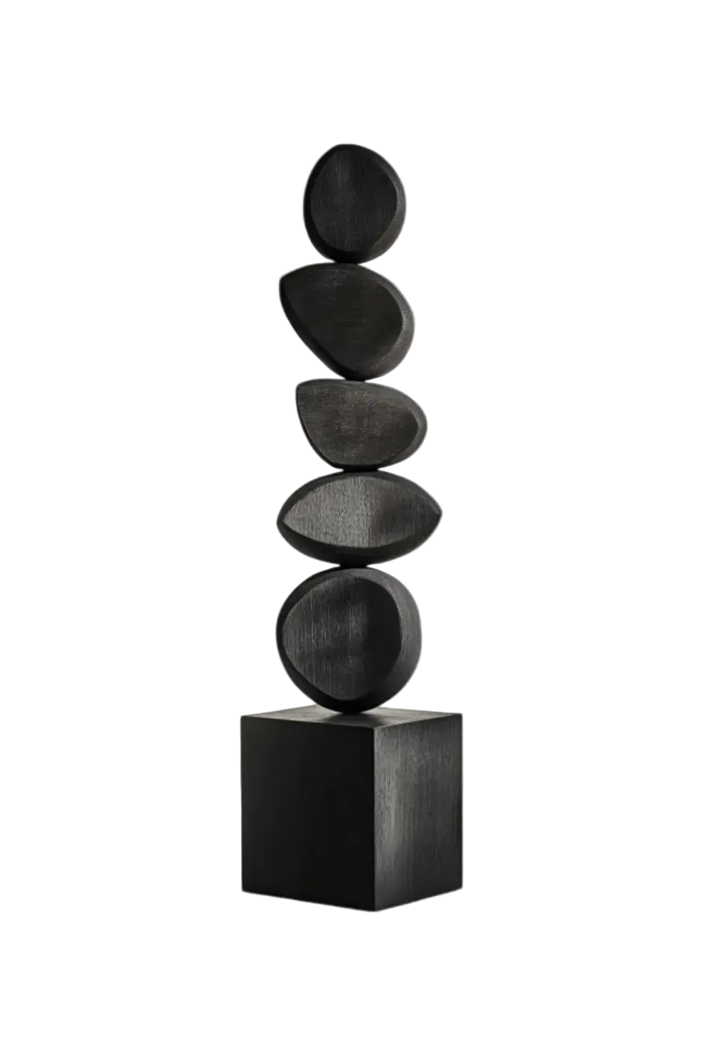 Large Black Abstract Wood Sculpture For Modern Home Decor