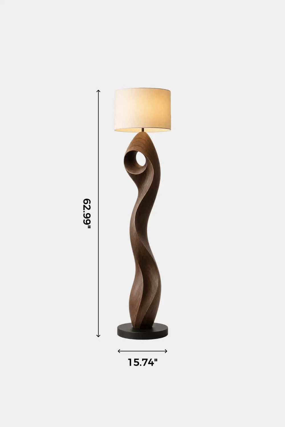 Modern Sculptural Floor Lamp In Natural Walnut Finish For Minimalist Interior Design Spaces